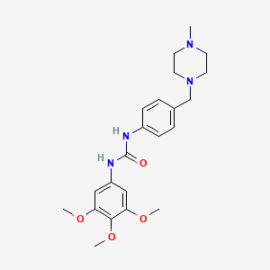 molecular formula C22H30N4O4 B2945365 1-(4-((4-Methylpiperazin-1-yl)methyl)phenyl)-3-(3,4,5-trimethoxyphenyl)urea CAS No. 1172422-38-6