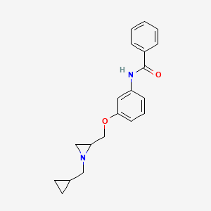 molecular formula C20H22N2O2 B2945370 N-[3-[[1-(Cyclopropylmethyl)aziridin-2-yl]methoxy]phenyl]benzamide CAS No. 2418719-83-0