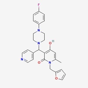 molecular formula C27H27FN4O3 B2945371 3-((4-(4-fluorophenyl)piperazin-1-yl)(pyridin-4-yl)methyl)-1-(furan-2-ylmethyl)-4-hydroxy-6-methylpyridin-2(1H)-one CAS No. 897620-61-0