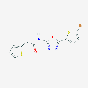 molecular formula C12H8BrN3O2S2 B2945378 N-(5-(5-bromothiophen-2-yl)-1,3,4-oxadiazol-2-yl)-2-(thiophen-2-yl)acetamide CAS No. 1021105-27-0