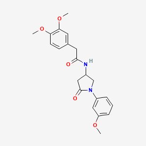 molecular formula C21H24N2O5 B2945387 2-(3,4-二甲氧基苯基)-N-(1-(3-甲氧基苯基)-5-氧代吡咯烷-3-基)乙酰胺 CAS No. 896273-21-5