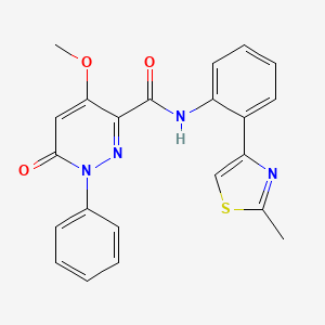 molecular formula C22H18N4O3S B2945390 4-methoxy-N-(2-(2-methylthiazol-4-yl)phenyl)-6-oxo-1-phenyl-1,6-dihydropyridazine-3-carboxamide CAS No. 1706002-78-9