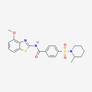 molecular formula C21H23N3O4S2 B2945392 N-(4-甲氧基苯并[d]噻唑-2-基)-4-((2-甲基哌啶-1-基)磺酰基)苯甲酰胺 CAS No. 500149-32-6