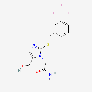 molecular formula C15H16F3N3O2S B2945396 2-(5-(hydroxymethyl)-2-((3-(trifluoromethyl)benzyl)thio)-1H-imidazol-1-yl)-N-methylacetamide CAS No. 921865-93-2