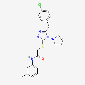 molecular formula C22H20ClN5OS B2945401 2-((5-(4-chlorobenzyl)-4-(1H-pyrrol-1-yl)-4H-1,2,4-triazol-3-yl)thio)-N-(m-tolyl)acetamide CAS No. 886925-96-8