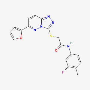 molecular formula C18H14FN5O2S B2945433 N-(3-fluoro-4-methylphenyl)-2-((6-(furan-2-yl)-[1,2,4]triazolo[4,3-b]pyridazin-3-yl)thio)acetamide CAS No. 891099-83-5