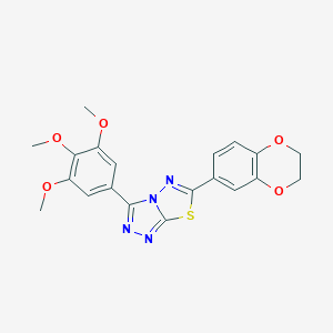 molecular formula C20H18N4O5S B294544 6-(2,3-Dihydro-1,4-benzodioxin-6-yl)-3-(3,4,5-trimethoxyphenyl)[1,2,4]triazolo[3,4-b][1,3,4]thiadiazole 