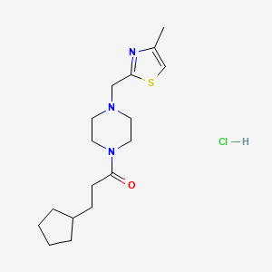 molecular formula C17H28ClN3OS B2945458 3-环戊基-1-(4-((4-甲基噻唑-2-基)甲基)哌嗪-1-基)丙-1-酮盐酸盐 CAS No. 1331323-13-7