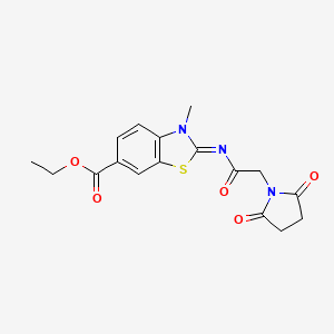Ethyl 2-[2-(2,5-dioxopyrrolidin-1-yl)acetyl]imino-3-methyl-1,3-benzothiazole-6-carboxylate