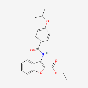 molecular formula C21H21NO5 B2945468 Ethyl 3-(4-isopropoxybenzamido)benzofuran-2-carboxylate CAS No. 847405-76-9