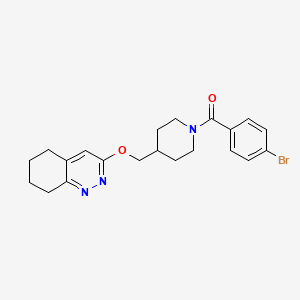 molecular formula C21H24BrN3O2 B2945474 (4-Bromophenyl)(4-(((5,6,7,8-tetrahydrocinnolin-3-yl)oxy)methyl)piperidin-1-yl)methanone CAS No. 2320466-24-6