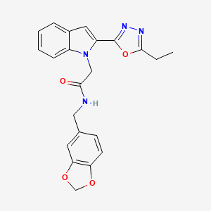 N-(benzo[d][1,3]dioxol-5-ylmethyl)-2-(2-(5-ethyl-1,3,4-oxadiazol-2-yl)-1H-indol-1-yl)acetamide