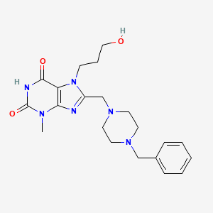 8-[(4-Benzylpiperazin-1-yl)methyl]-7-(3-hydroxypropyl)-3-methylpurine-2,6-dione