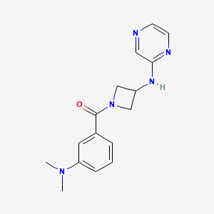 molecular formula C16H19N5O B2945511 (3-(Dimethylamino)phenyl)(3-(pyrazin-2-ylamino)azetidin-1-yl)methanone CAS No. 2320377-78-2