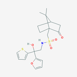 molecular formula C20H25NO5S2 B2945523 1-(7,7-dimethyl-2-oxobicyclo[2.2.1]heptan-1-yl)-N-(2-(furan-2-yl)-2-hydroxy-2-(thiophen-2-yl)ethyl)methanesulfonamide CAS No. 2034334-77-3
