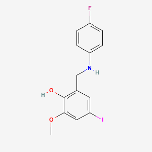 molecular formula C14H13FINO2 B2945527 2-{[(4-氟苯基)氨基]甲基}-4-碘-6-甲氧基苯酚 CAS No. 647031-84-3