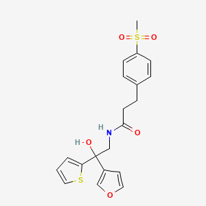 molecular formula C20H21NO5S2 B2945533 N-(2-(furan-3-yl)-2-hydroxy-2-(thiophen-2-yl)ethyl)-3-(4-(methylsulfonyl)phenyl)propanamide CAS No. 2034264-69-0