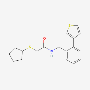 molecular formula C18H21NOS2 B2945534 2-(cyclopentylthio)-N-(2-(thiophen-3-yl)benzyl)acetamide CAS No. 1795299-10-3