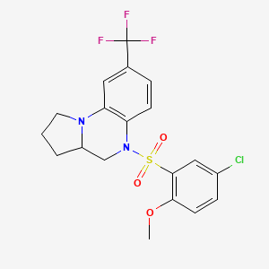 molecular formula C19H18ClF3N2O3S B2945538 4-chloro-2-{[8-(trifluoromethyl)-2,3,3a,4-tetrahydropyrrolo[1,2-a]quinoxalin-5(1H)-yl]sulfonyl}phenyl methyl ether CAS No. 861207-45-6
