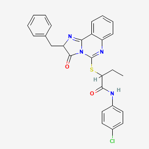 molecular formula C27H23ClN4O2S B2945541 2-((2-苄基-3-氧代-2,3-二氢咪唑并[1,2-c]喹唑啉-5-基)硫代)-N-(4-氯苯基)丁酰胺 CAS No. 1173757-40-8