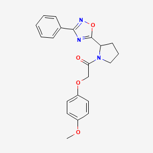 molecular formula C21H21N3O4 B2945546 5-{1-[(4-Methoxyphenoxy)acetyl]pyrrolidin-2-yl}-3-phenyl-1,2,4-oxadiazole CAS No. 1788754-03-9