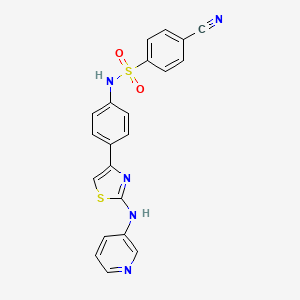 molecular formula C21H15N5O2S2 B2945562 4-cyano-N-(4-(2-(pyridin-3-ylamino)thiazol-4-yl)phenyl)benzenesulfonamide CAS No. 1797160-76-9