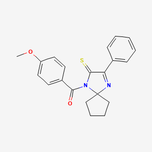 molecular formula C21H20N2O2S B2945569 (4-Methoxyphenyl)(3-phenyl-2-thioxo-1,4-diazaspiro[4.4]non-3-en-1-yl)methanone CAS No. 899917-76-1