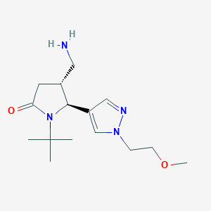 molecular formula C15H26N4O2 B2945579 (4R,5S)-4-(Aminomethyl)-1-tert-butyl-5-[1-(2-methoxyethyl)pyrazol-4-yl]pyrrolidin-2-one CAS No. 1807888-10-3