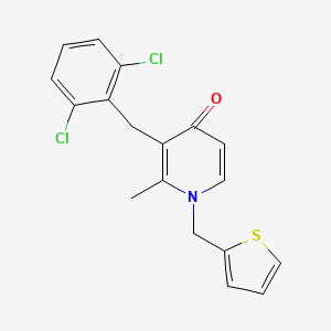 molecular formula C18H15Cl2NOS B2945589 3-(2,6-dichlorobenzyl)-2-methyl-1-(2-thienylmethyl)-4(1H)-pyridinone CAS No. 339104-29-9