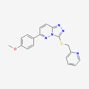 molecular formula C18H15N5OS B2945590 6-(4-Methoxyphenyl)-3-((pyridin-2-ylmethyl)thio)-[1,2,4]triazolo[4,3-b]pyridazine CAS No. 891120-60-8