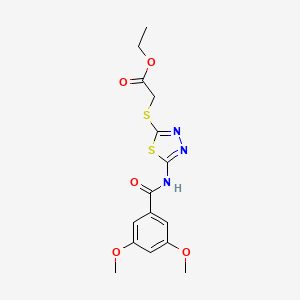 molecular formula C15H17N3O5S2 B2945593 Ethyl 2-((5-(3,5-dimethoxybenzamido)-1,3,4-thiadiazol-2-yl)thio)acetate CAS No. 392318-54-6