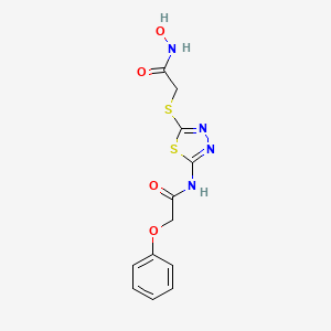 molecular formula C12H12N4O4S2 B2945598 N-羟基-2-((5-(2-苯氧基乙酰氨基)-1,3,4-噻二唑-2-基)硫代)乙酰胺 CAS No. 878065-28-2
