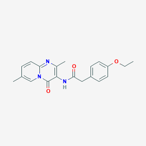 molecular formula C20H21N3O3 B2945609 N-(2,7-dimethyl-4-oxo-4H-pyrido[1,2-a]pyrimidin-3-yl)-2-(4-ethoxyphenyl)acetamide CAS No. 946257-24-5