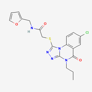 molecular formula C19H18ClN5O3S B2945612 2-((7-chloro-5-oxo-4-propyl-4,5-dihydro-[1,2,4]triazolo[4,3-a]quinazolin-1-yl)thio)-N-(furan-2-ylmethyl)acetamide CAS No. 1114630-96-4