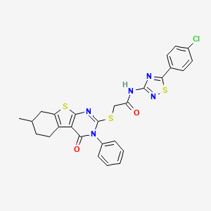 N-[5-(4-chlorophenyl)-1,2,4-thiadiazol-3-yl]-2-[(7-methyl-4-oxo-3-phenyl-5,6,7,8-tetrahydro-[1]benzothiolo[2,3-d]pyrimidin-2-yl)sulfanyl]acetamide