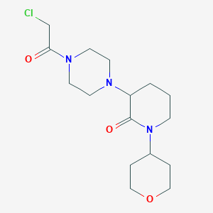 molecular formula C16H26ClN3O3 B2945647 3-[4-(2-Chloroacetyl)piperazin-1-yl]-1-(oxan-4-yl)piperidin-2-one CAS No. 2411199-95-4