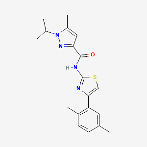 molecular formula C19H22N4OS B2945648 N-(4-(2,5-二甲苯基)噻唑-2-基)-1-异丙基-5-甲基-1H-吡唑-3-甲酰胺 CAS No. 1251601-73-6