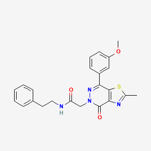 molecular formula C23H22N4O3S B2945649 2-(7-(3-甲氧基苯基)-2-甲基-4-氧代噻唑并[4,5-d]嘧啶-5(4H)-基)-N-苯乙基乙酰胺 CAS No. 941968-82-7