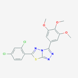 molecular formula C18H14Cl2N4O3S B294567 6-(2,4-Dichlorophenyl)-3-(3,4,5-trimethoxyphenyl)[1,2,4]triazolo[3,4-b][1,3,4]thiadiazole 