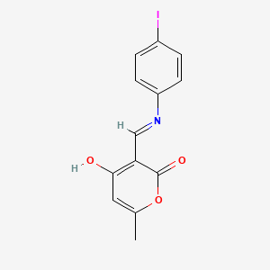 molecular formula C13H10INO3 B2945674 3-{[(4-Iodophenyl)amino]methylene}-6-methylpyran-2,4-dione CAS No. 380328-14-3