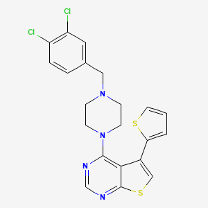 molecular formula C21H18Cl2N4S2 B2945679 4-(4-(3,4-Dichlorobenzyl)piperazin-1-yl)-5-(thiophen-2-yl)thieno[2,3-d]pyrimidine CAS No. 708293-34-9