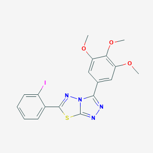 molecular formula C18H15IN4O3S B294568 6-(2-Iodophenyl)-3-(3,4,5-trimethoxyphenyl)[1,2,4]triazolo[3,4-b][1,3,4]thiadiazole 