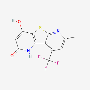 molecular formula C12H7F3N2O2S B2945701 6-Hydroxy-11-methyl-13-(trifluoromethyl)-8-thia-3,10-diazatricyclo[7.4.0.0^{2,7}]trideca-1(9),2(7),5,10,12-pentaen-4-one CAS No. 290299-96-6