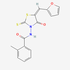 (E)-N-(5-(furan-2-ylmethylene)-4-oxo-2-thioxothiazolidin-3-yl)-2-methylbenzamide