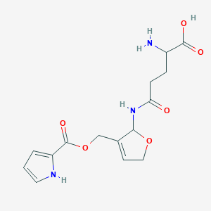 molecular formula C15H19N3O6 B2945705 2-Amino-5-oxo-5-[[3-(1H-pyrrole-2-carbonyloxymethyl)-2,5-dihydrofuran-2-yl]amino]pentanoic acid CAS No. 1050363-02-4