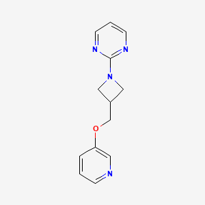 molecular formula C13H14N4O B2945712 2-[3-(Pyridin-3-yloxymethyl)azetidin-1-yl]pyrimidine CAS No. 2380097-80-1