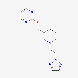 molecular formula C14H20N6O B2945717 2-[[1-[2-(Triazol-2-yl)ethyl]piperidin-3-yl]methoxy]pyrimidine CAS No. 2380070-43-7
