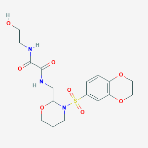 N1-((3-((2,3-dihydrobenzo[b][1,4]dioxin-6-yl)sulfonyl)-1,3-oxazinan-2-yl)methyl)-N2-(2-hydroxyethyl)oxalamide
