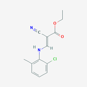 molecular formula C13H13ClN2O2 B2945722 Ethyl 3-((2-chloro-6-methylphenyl)amino)-2-cyanoprop-2-enoate CAS No. 1026046-70-7