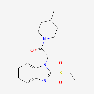 molecular formula C17H23N3O3S B2945729 2-(2-(ethylsulfonyl)-1H-benzo[d]imidazol-1-yl)-1-(4-methylpiperidin-1-yl)ethanone CAS No. 886923-87-1